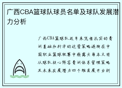 广西CBA篮球队球员名单及球队发展潜力分析