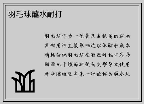 羽毛球蘸水耐打